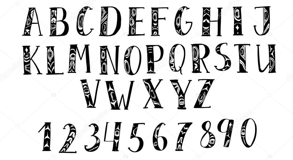 Vector hand drawn typeface