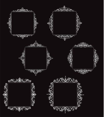 Vintage vektör girdap çerçeve kümesi