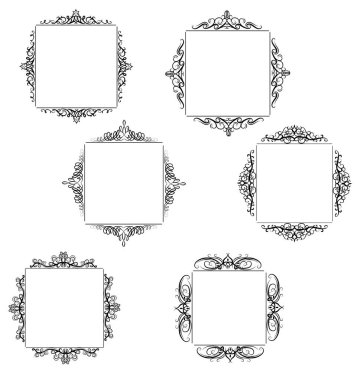 Vintage vektör girdap çerçeve kümesi