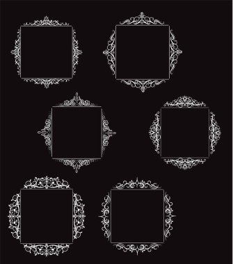 Vintage vektör girdap çerçeve kümesi