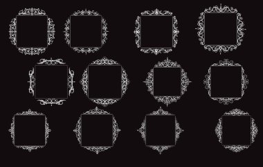 Vintage vektör girdap kare kare siyah beyaz olarak ayarla.