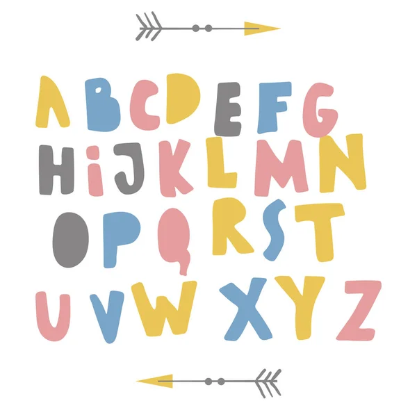 Divertido infantil hecho con alfabeto de tinta — Vector de stock