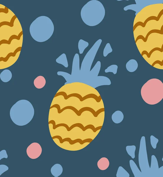 Vecteur sans couture ananas fruit fou — Image vectorielle