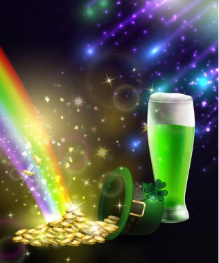 St. Patrick s gün sembol yeşil şapka ve altın