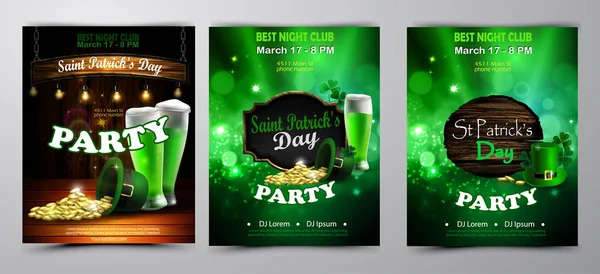 Irlandzki wakacje Saint Patrick s dzień. Party plakat, afisz dyskoteka noc — Wektor stockowy