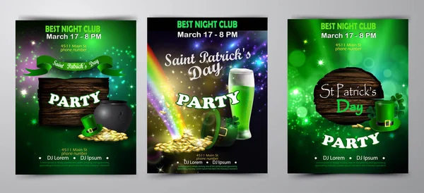 Irish holiday Saint Patrick s Day. Party poster, disco night placard