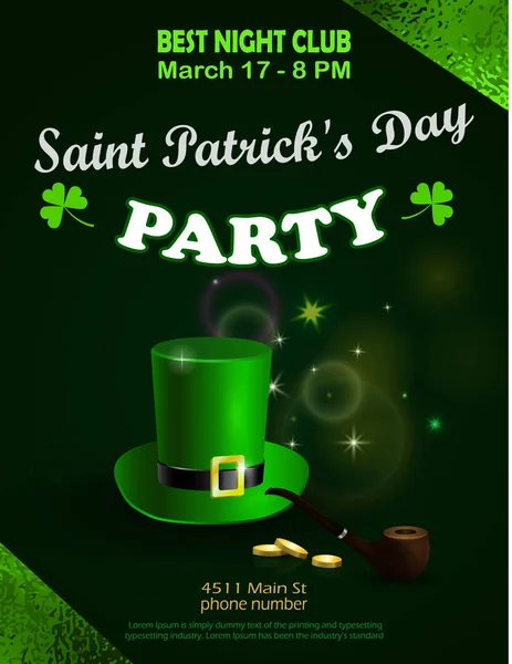 St. Patricks Day poste d'invitation de fête verte — Image vectorielle