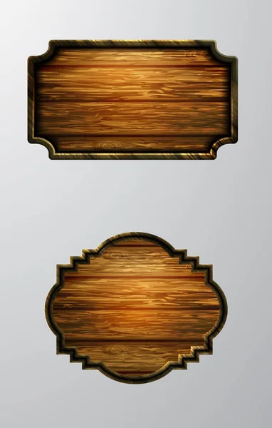 Ilustração realista vetorial da placa de madeira — Vetor de Stock