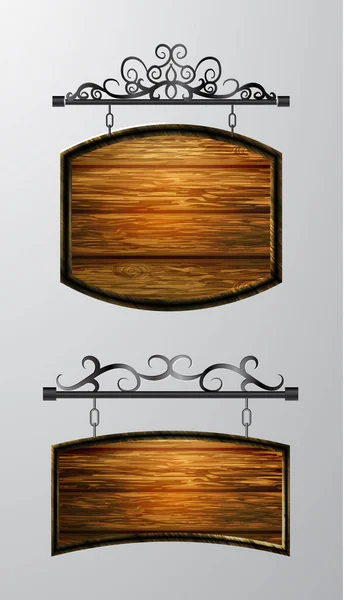 Accrochage, vecteur de planche en bois, objet en bois pour texte . — Image vectorielle