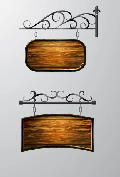 悬挂, 木板矢量, 木制物体的文本. — 图库矢量图片