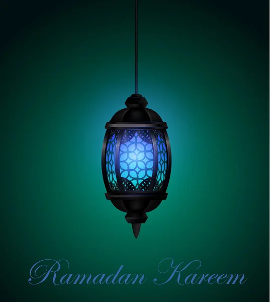Το Ραμαζάνι Καρίμ φανός ή FANOUS σε ένα σκοτεινό λαμπερό φόντο διάνυσμα εικόνα — Διανυσματικό Αρχείο