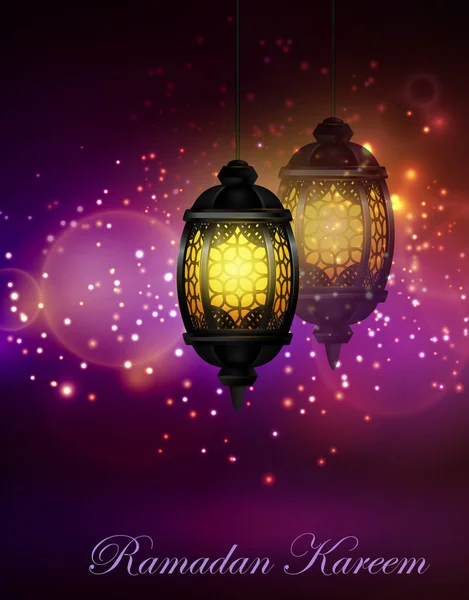 Lampade arabe intricate con luci — Vettoriale Stock