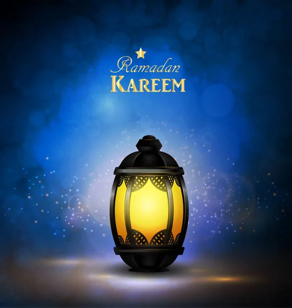 Ramadan Kareem Saludos con linterna colorida — Vector de stock