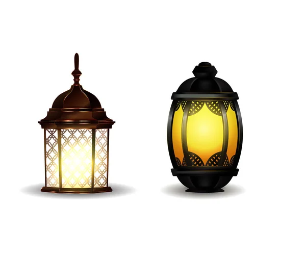 Ramadán Kareem linternas 3D realistas — Vector de stock