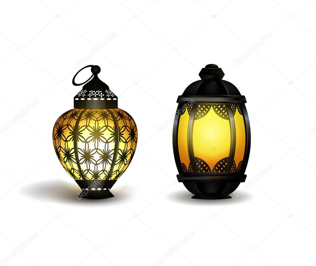 Ramadan Kareem realistic 3d lanterns
