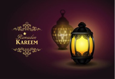 Ramazan Kareem fenerler veya Fanous koyu parlayan arka plan vektör Illustration