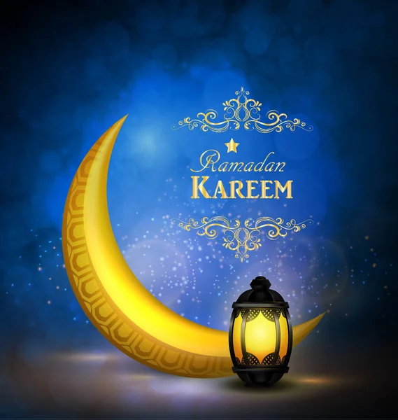 Ramadan Kareem Saludos con linterna colorida — Vector de stock