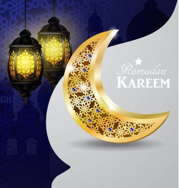 Ramazan tebrik altın ay karanlık bir arka plan üzerinde