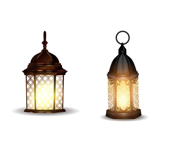 Conjunto de embalagem de ilustração de vetor de lâmpada do leste antigo — Vetor de Stock