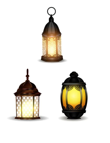 Conjunto de embalagem de ilustração de vetor de lâmpada do leste antigo — Vetor de Stock