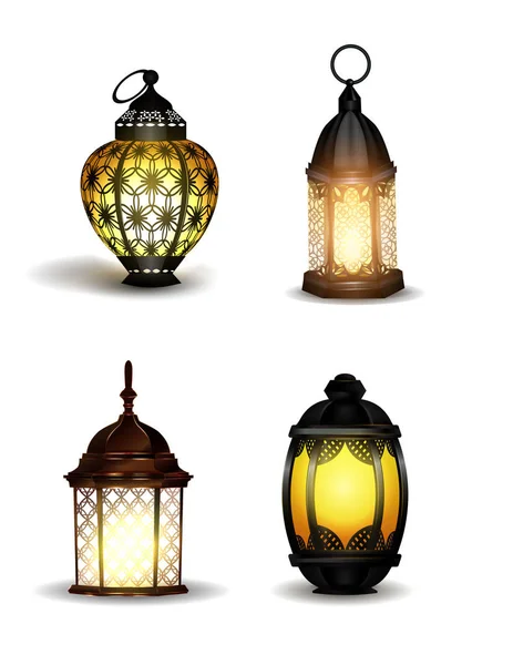 Old east lamp vector illustration pack set — Stock Vector