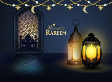 Ramazan asılı parlak fenerler poster
