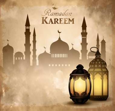 Altın vintage parlak fener vektör