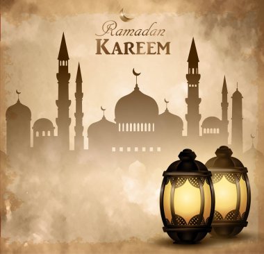 Altın vintage parlak fener vektör