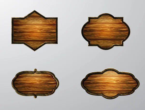 लकड़ी के साइनबोर्ड के वेक्टर वास्तविक चित्रण — स्टॉक वेक्टर