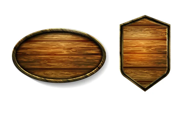 Ilustração realista vetorial da placa de madeira — Vetor de Stock