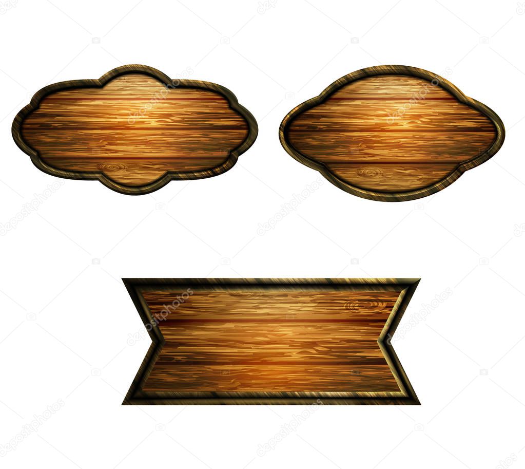 Vector realistic illustration of wooden signboard