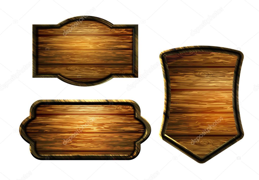 Vector realistic illustration of wooden signboard