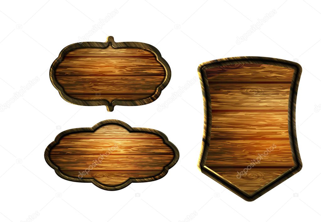 Vector realistic illustration of wooden signboard