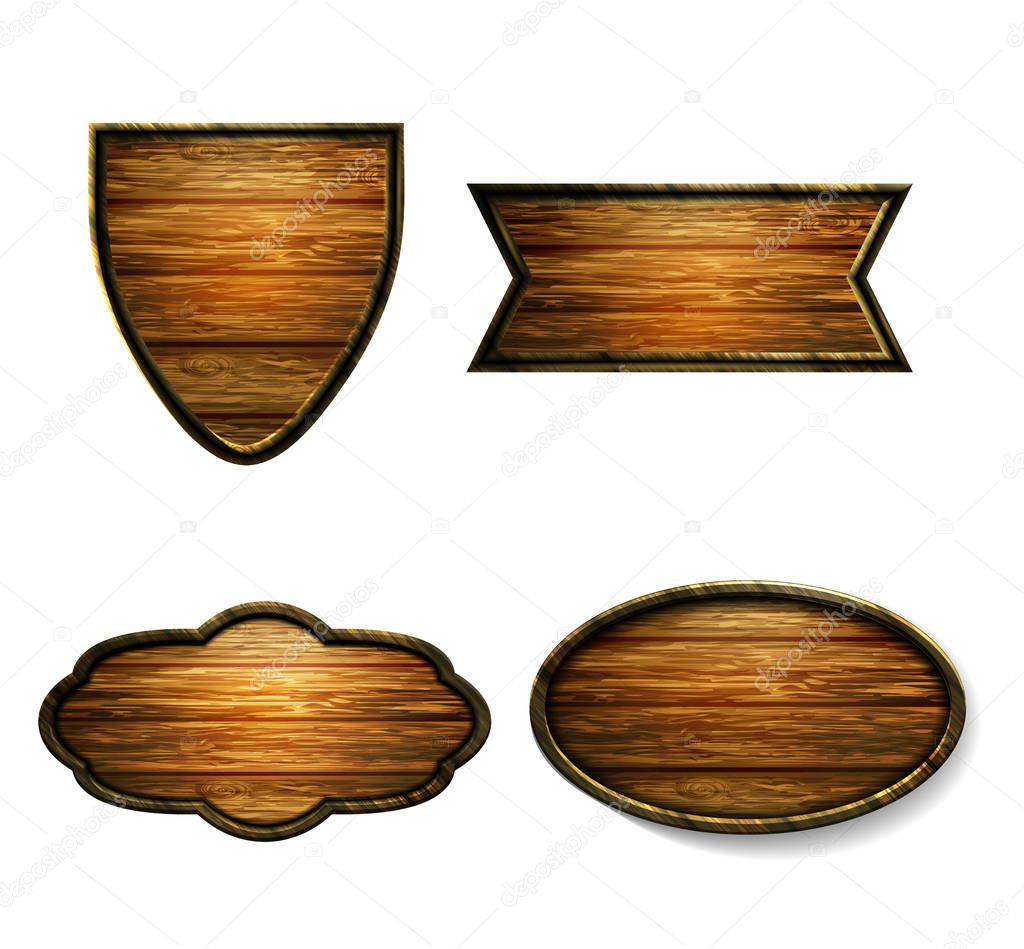 Vector realistic illustration of wooden signboard