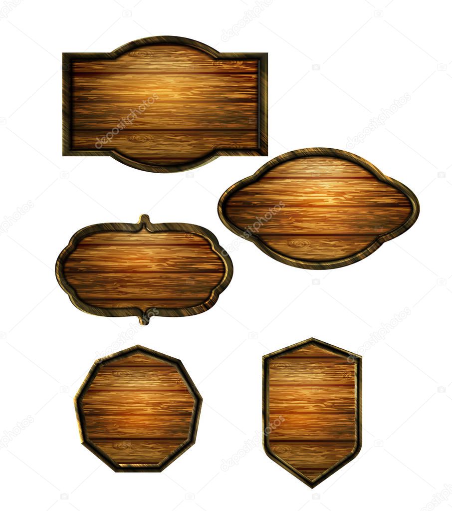 Vector realistic illustration of wooden signboard