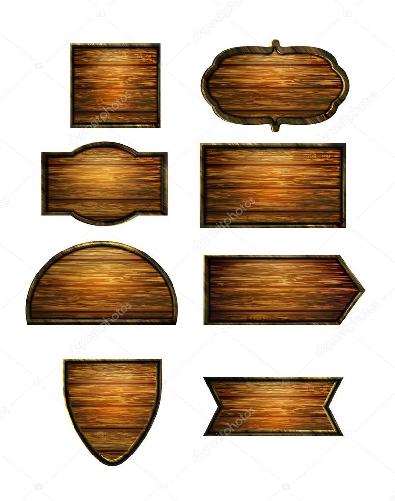 Vector realistic illustration of wooden signboard