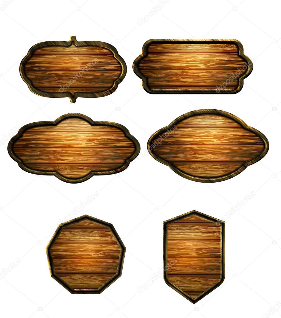 Vector realistic illustration of wooden signboard