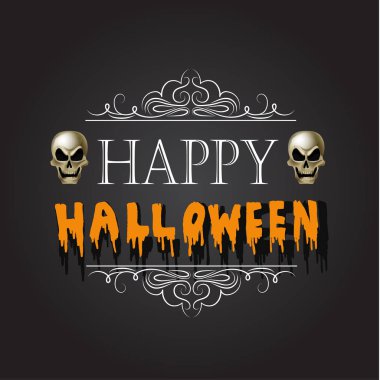 Cadılar Bayramınız Kutlu Olsun. Sculls ile Vektör halloween amblemi