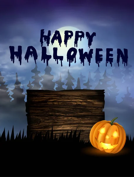 Halloween Dýně za měsíčního svitu — Stockový vektor