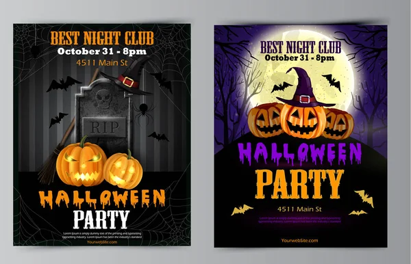 Halloween party flyer with pumpkins — Stock Vector