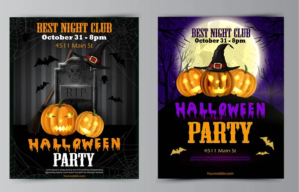 Halloween party reklamblad med pumpor — Stock vektor