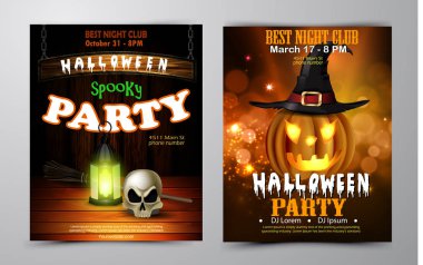 Cadılar Bayramı Partisi Davetiyesi ahşap duvar arka plan üzerinde