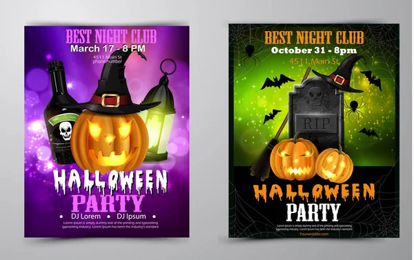 Halloween party flyer set vector — Stock Vector