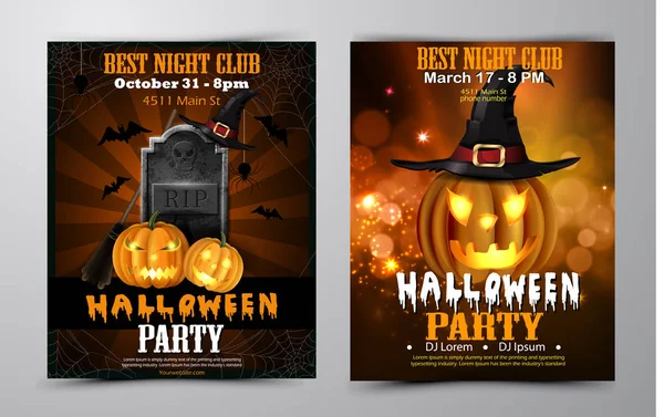 Halloween party flyer set vector — Stock Vector