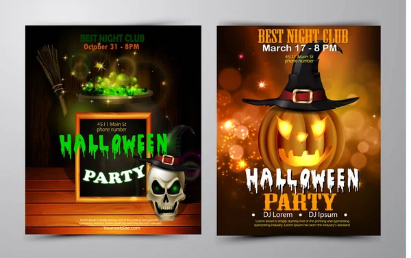 Halloween party flyer set vector — Stock Vector