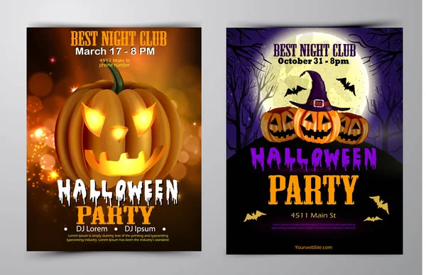 Halloween party reklamblad med pumpor — Stock vektor