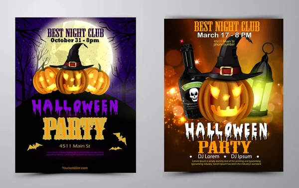 Halloween-fest Flyer set vektor — Stock vektor