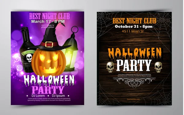 Halloween-Party Flyer Set Vektor — Stockvektor