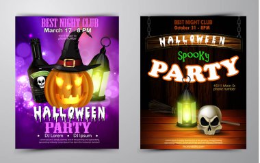 Cadılar Bayramı Partisi Davetiyesi ahşap duvar arka plan üzerinde