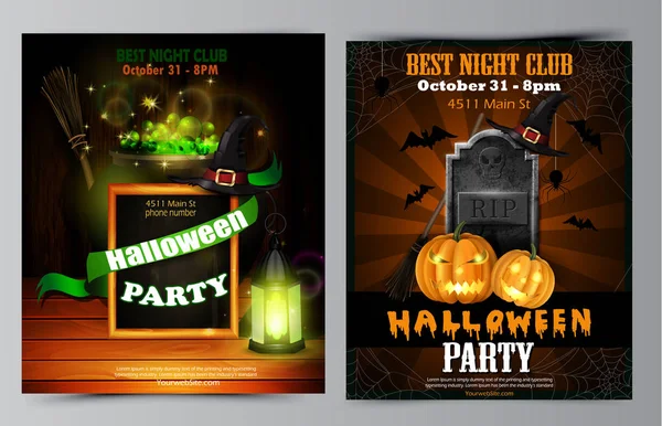 Halloween party flyer with pumpkins — Stock Vector